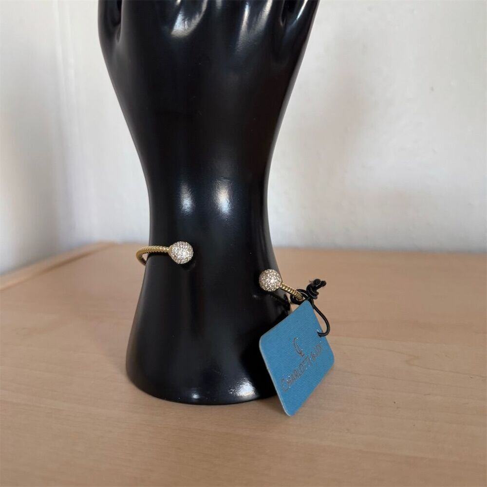 NEW Charlotte & Lexi Gold Cubic Zirconia Sterling Silver Bangle Bracelet